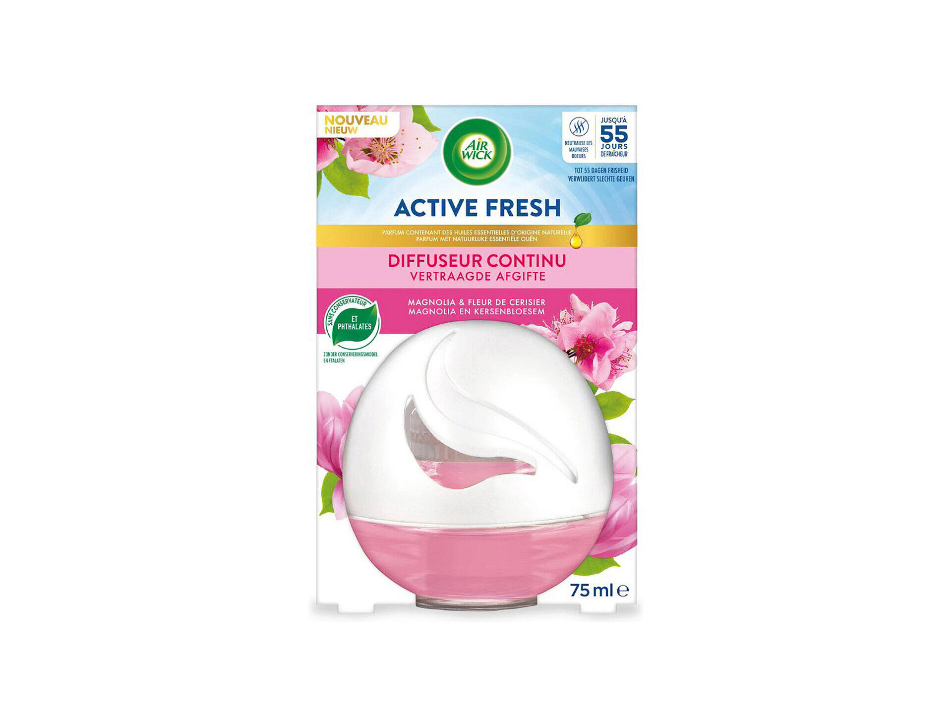 Airwick Active Fresh spray désodorisant 75ml magnolia et fleur de cerisier