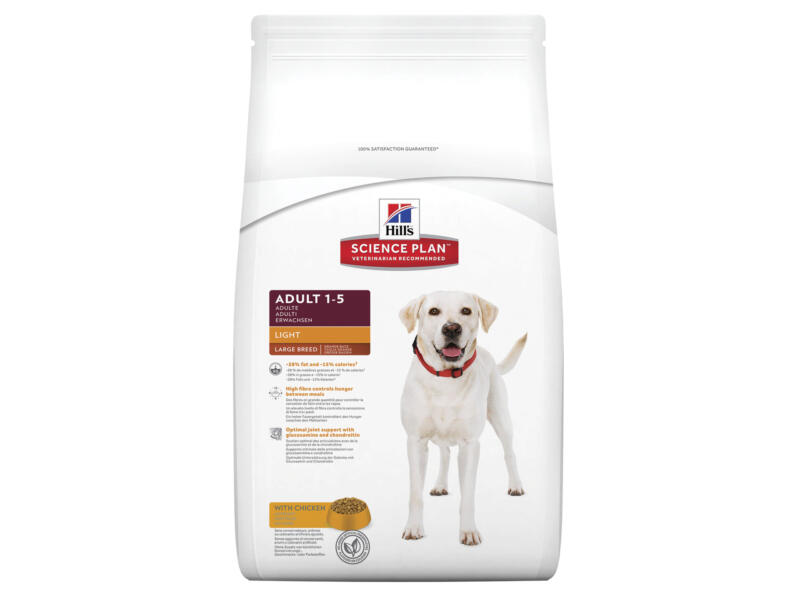 Hill's Adult Light Large Breed croquettes chien chicken 12kg