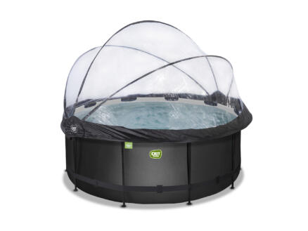 Black Leather piscine avec dôme 360x122 cm + pompe filtrante à sable + pompe à chaleur 1