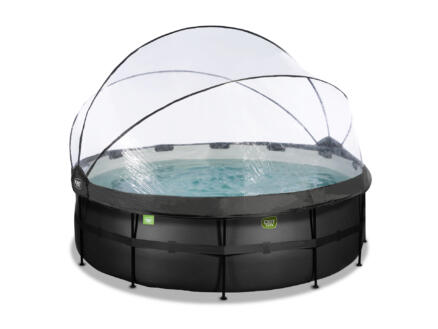Black Leather piscine avec dôme 427x122 cm + pompe filtrante à sable + pompe à chaleur 1