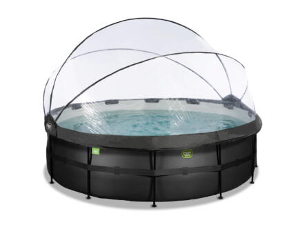 Black Leather piscine avec dôme 450x122 cm + pompe filtrante à sable + pompe à chaleur 1