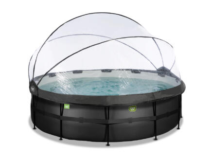 Black Leather piscine avec dôme 488x122 cm + pompe filtrante à sable + pompe à chaleur 1