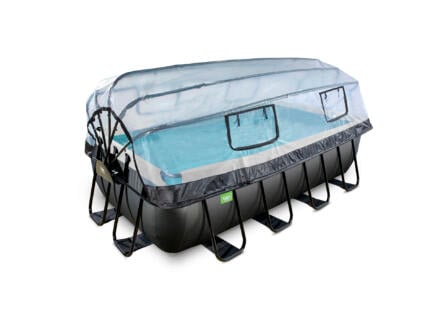Exit Toys Black Leather zwembad met overkapping 400x200x100 cm + warmtepomp 1