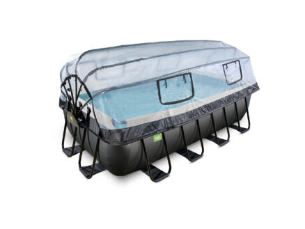 Exit Toys Black Leather zwembad met overkapping 400x200x100 cm + zandfilterpomp + warmtepomp 1