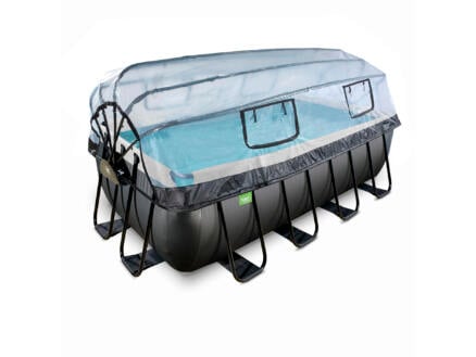 Exit Toys Black Leather zwembad met overkapping 400x200x122 cm + warmtepomp 1