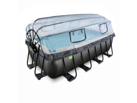 Exit Toys Black Leather zwembad met overkapping 400x200x122 cm + zandfilterpomp + warmtepomp 1
