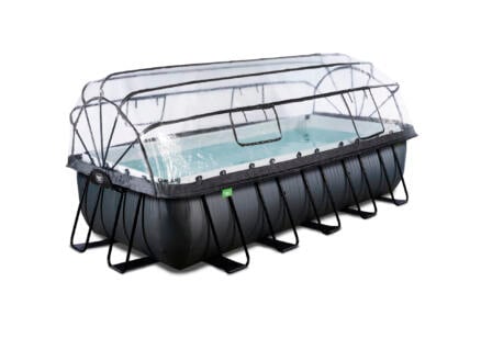 Exit Toys Black Leather zwembad met overkapping 540x250x122 cm + warmtepomp 1
