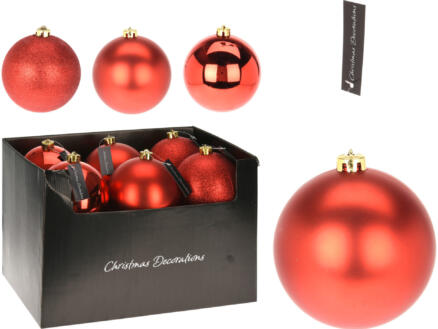 Boule de Noël 14cm rouge disponible en 3 modèles 1