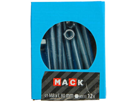 Mack Boulon de pression avec écrou M8 80mm zingué 12 pièces 1