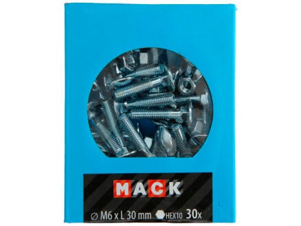 Mack Boulon pour bois avec écrou M6 30mm zingué 30 pièces 1