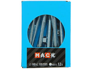 Mack Boulon pour bois avec écrou M8 100mm zingué 12 pièces