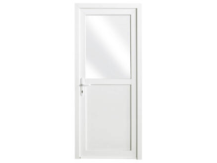 Buitendeur rechts halfglas 218x96 cm PVC wit 1