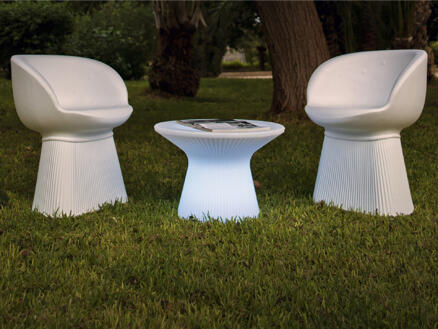 Capri 40 ensemble de jardin LED avec 2 chaises blanc/brun 1