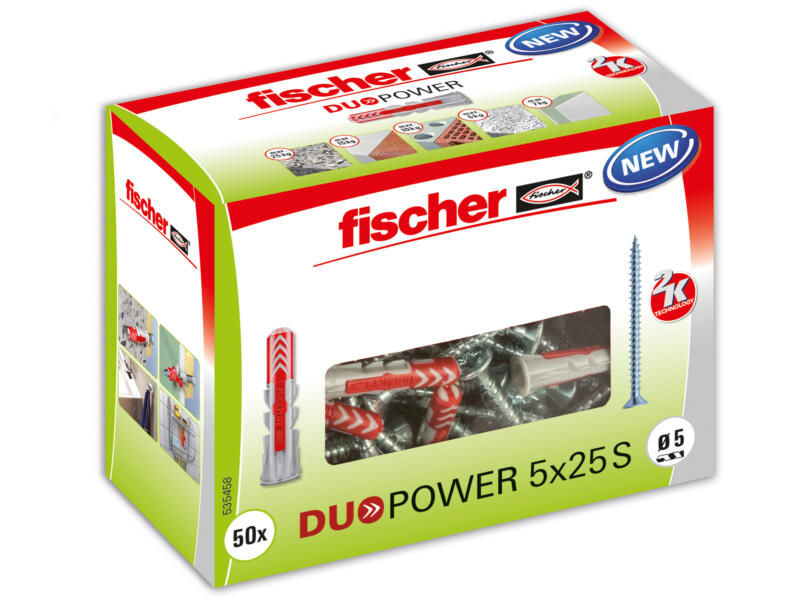 Fischer Cheville universelle Duopower 5x25 mm avec vis