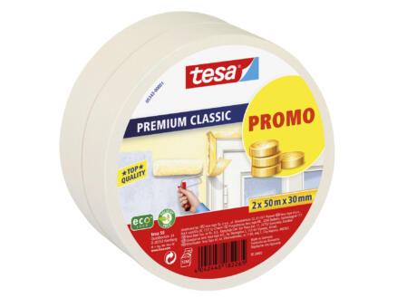 Tesa Classic afplaktape 50m x 30mm beige 2 stuks 1