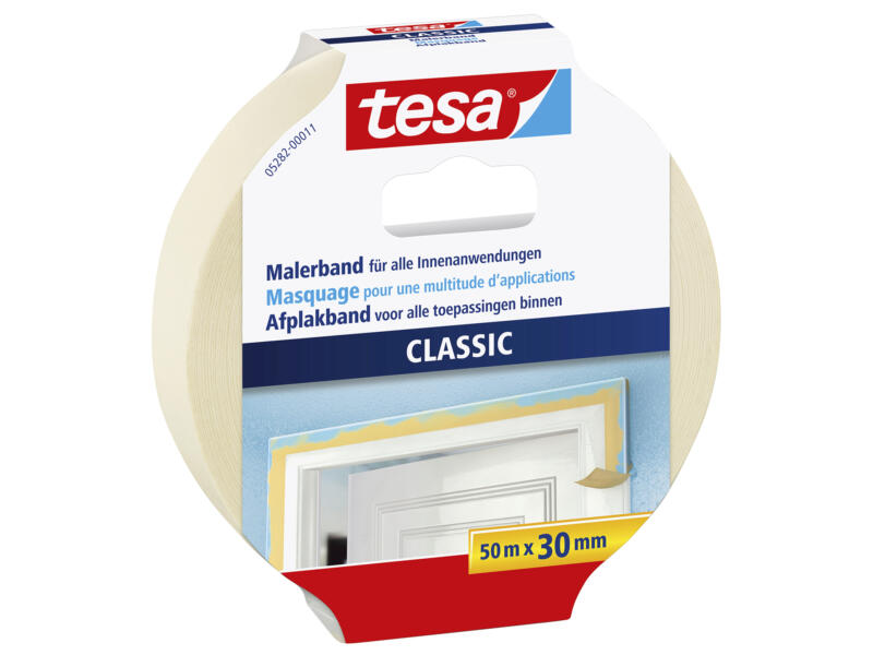 Tesa Classic afplaktape 50m x 30mm beige
