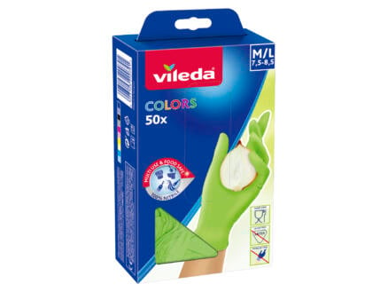 Vileda Colors wegwerphandschoenen M/L nitril 50 stuks 1