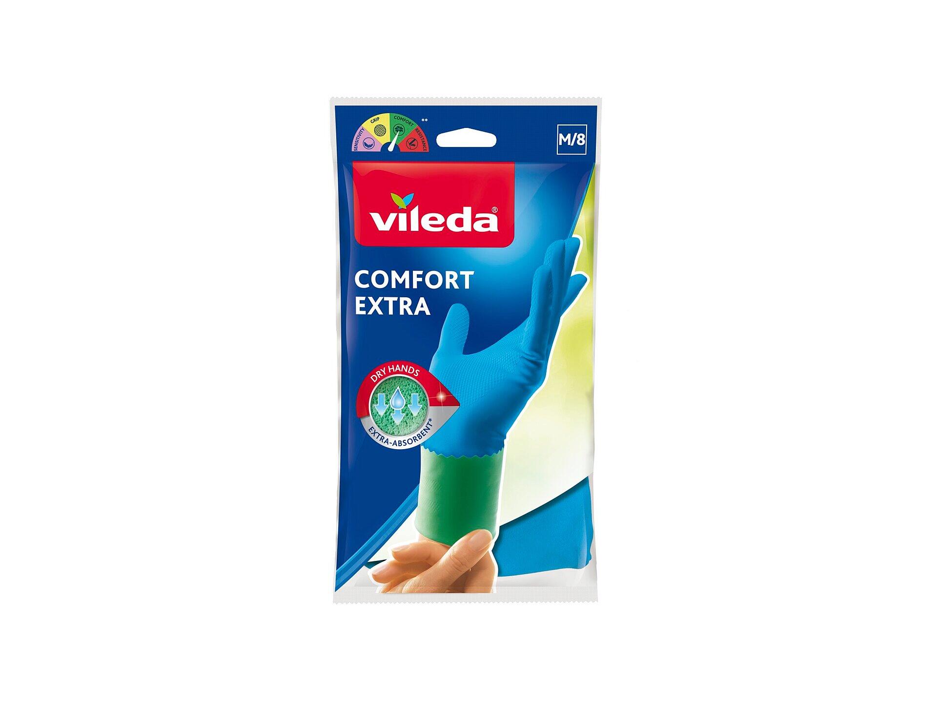 Vileda Comfort & Care gants de ménage M latex bleu
