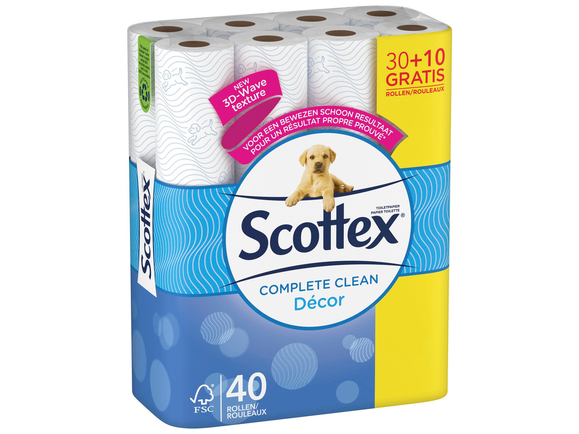 Scottex Complete Clean Décor WC-papier 30+10 gratis