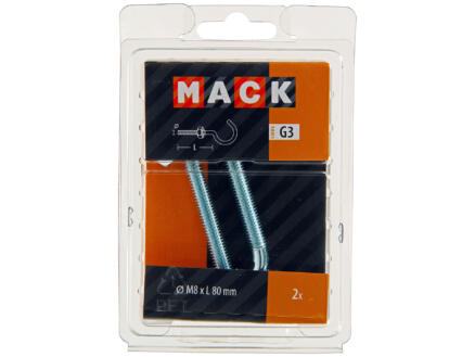 Mack Crochets à vis avec écrou 80x8 mm zingué 2 pièces 1