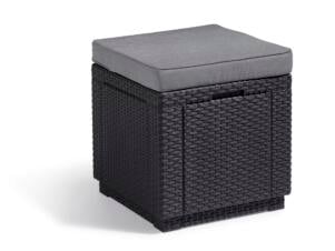 Cube table d'appoint 42x42 cm graphite + coussin