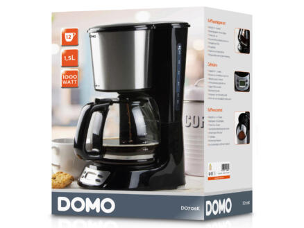 Domo DO708K cafetière avec minuteur 1,5l inox/noir