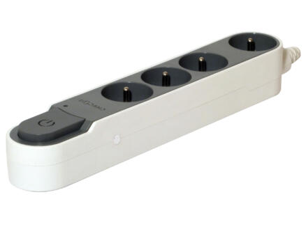 Chacon Design bloc multiprise parafoudre 4x avec interrupteur et câble 3m gris foncé 1
