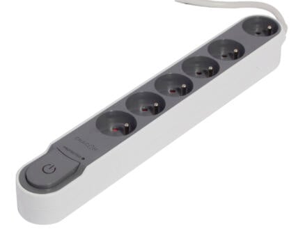Chacon Design bloc multiprise parafoudre 6x avec interrupteur et câble 1,5m gris 1