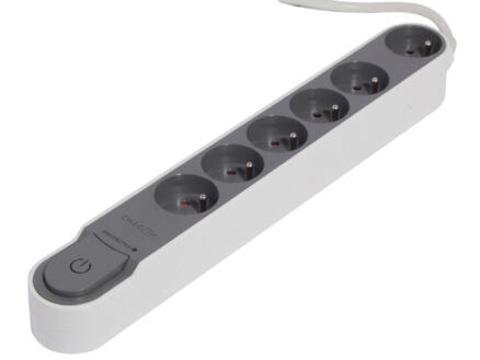Chacon Design bloc multiprise parafoudre 6x avec interrupteur et câble 3m gris foncé 1