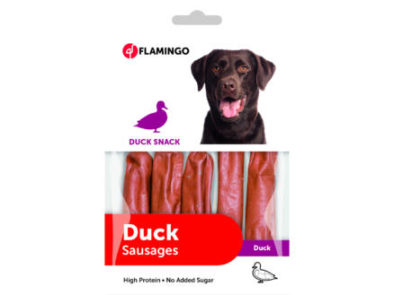 Flamingo Duck Snack Sausages snack chien canard 85g 5 pièces