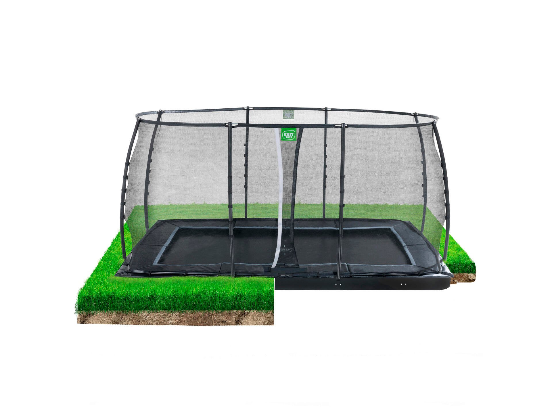Exit Toys Dynamic trampoline enterré 244x427 cm + filet de sécurité noir