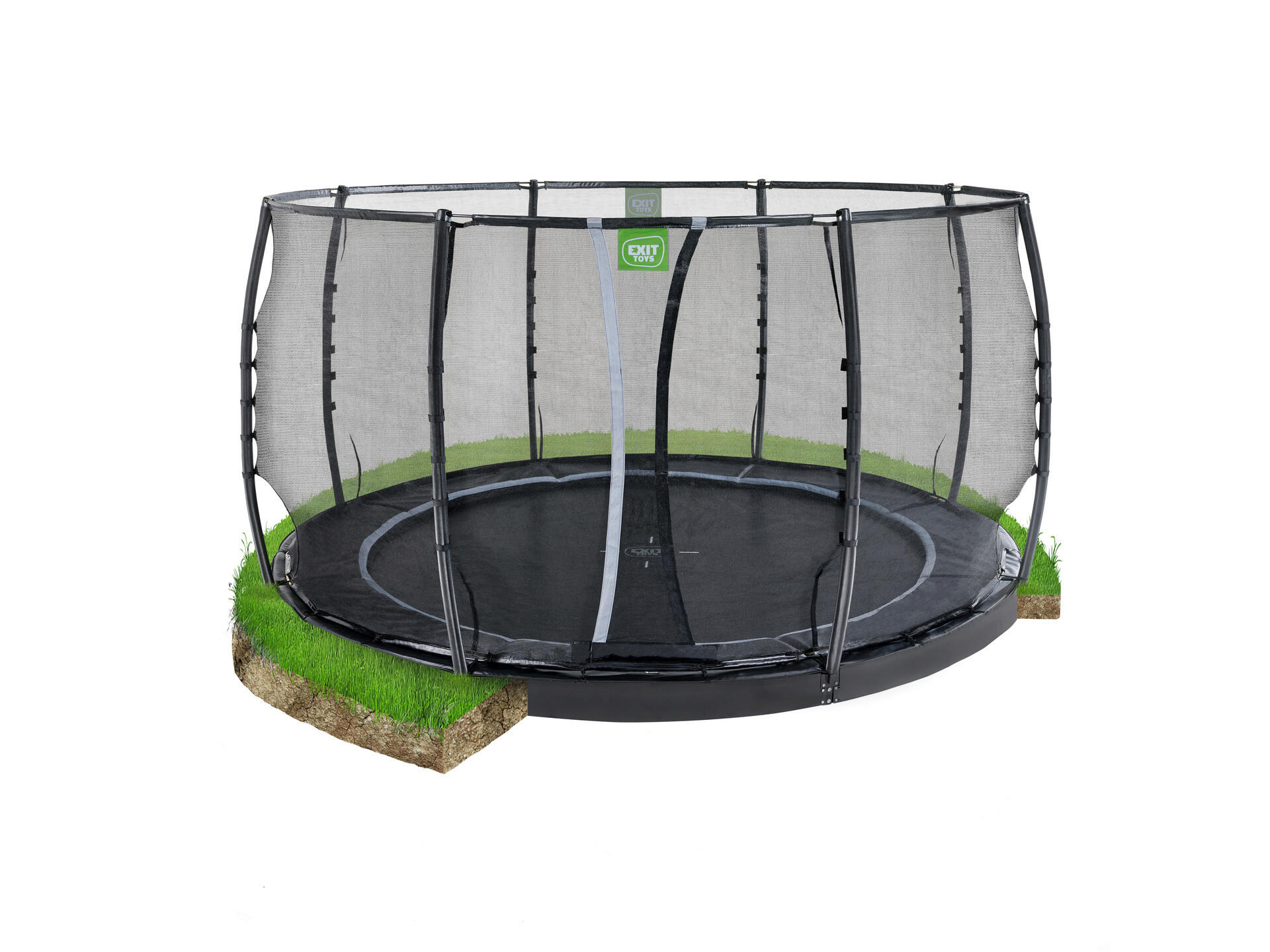 Exit Toys Dynamic trampoline enterré 427cm + filet de sécurité noir