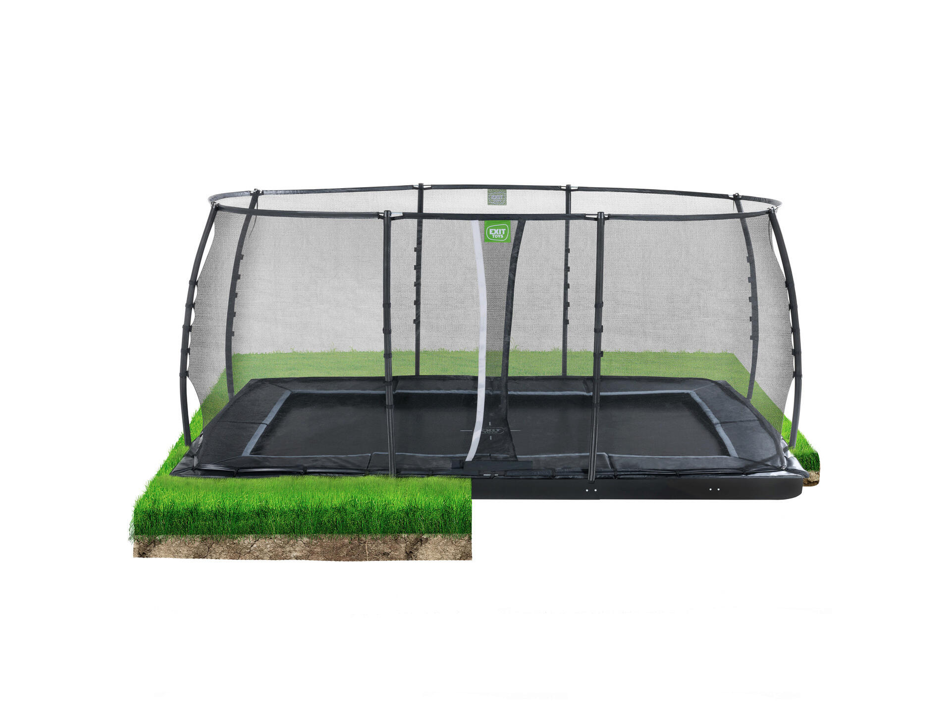 Exit Toys Dynamic trampoline ingegraven 305x519 cm + veiligheidsnet zwart