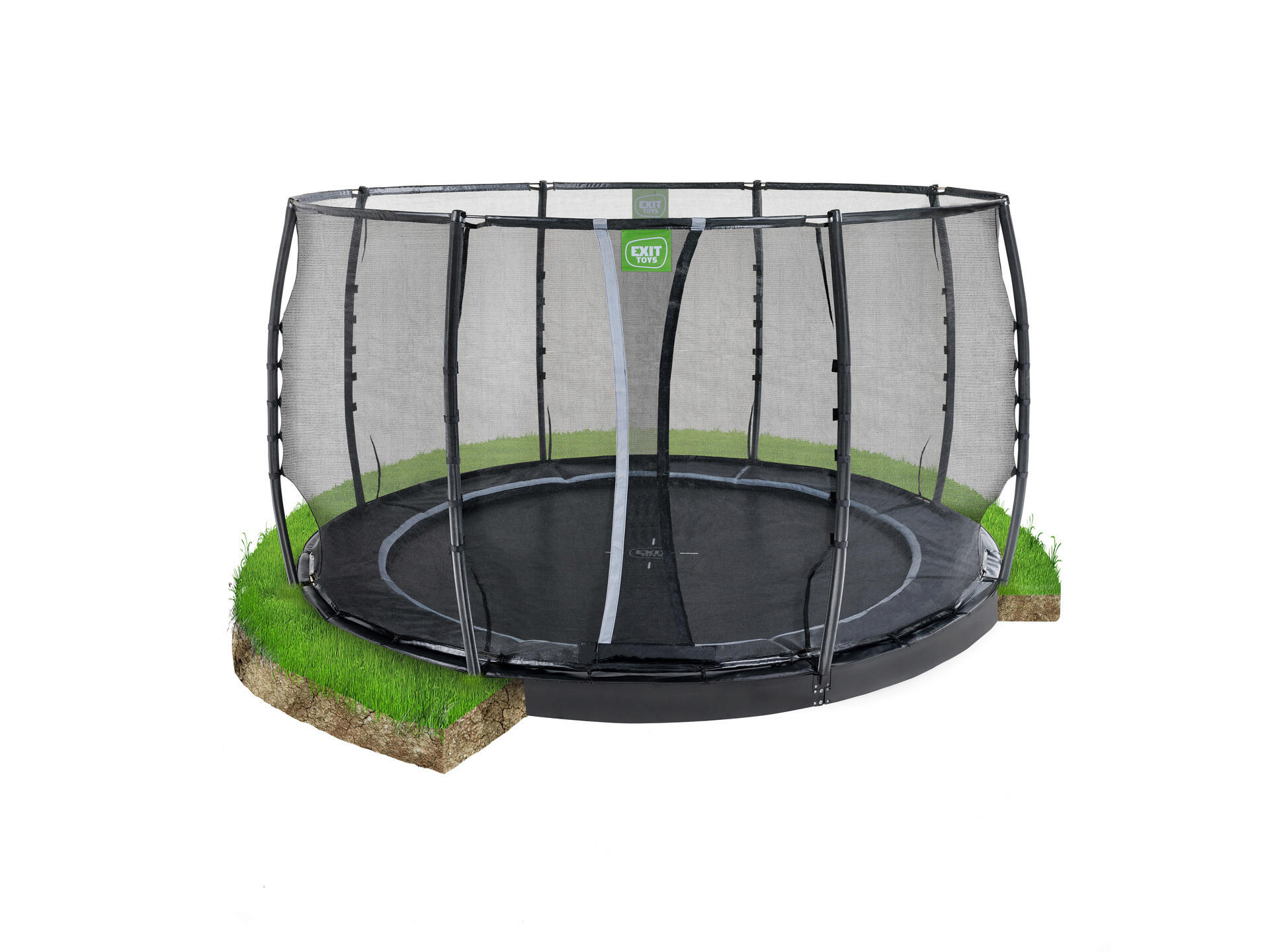 Exit Toys Dynamic trampoline ingegraven 366cm + veiligheidsnet zwart