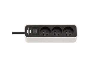 Brennenstuhl Ecolor stekkerdoos 3x met schakelaar en kabel 1,5m H05VV-F 3G1,5 wit/zwart