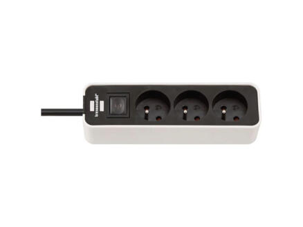 Brennenstuhl Ecolor stekkerdoos 3x met schakelaar en kabel 1,5m H05VV-F 3G1,5 wit/zwart