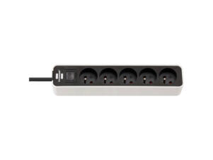 Brennenstuhl Ecolor stekkerdoos 5x met schakelaar en kabel 1,5m H05VV-F 3G1,5 wit/zwart