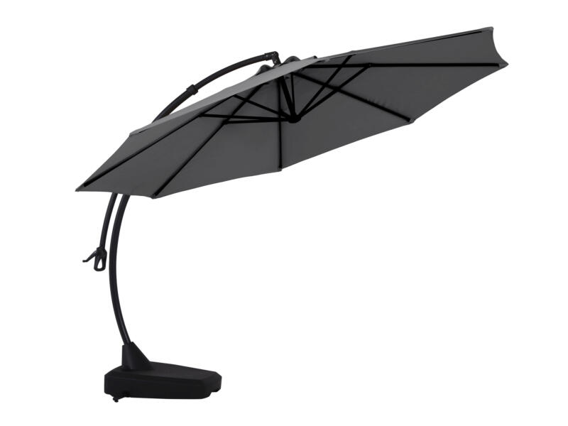 Garden Plus Emma parasol de luxe à manivelle 3,5m olefin gris foncé