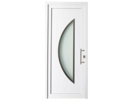 Esterno E07 porte extérieure semi-vitrée lune poussant droit 200x98 cm PVC blanc 1