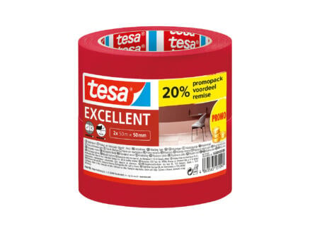 Tesa Excellent afplaktape 50m x 50mm rood 1