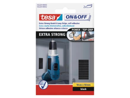 Tesa Extra Strong klittenband 10cm x 50mm zwart 2 stuks 1