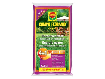 Compo Floranid 4-in-1 gazonmeststof onkruid en mos 9kg + 1,5kg gratis 1