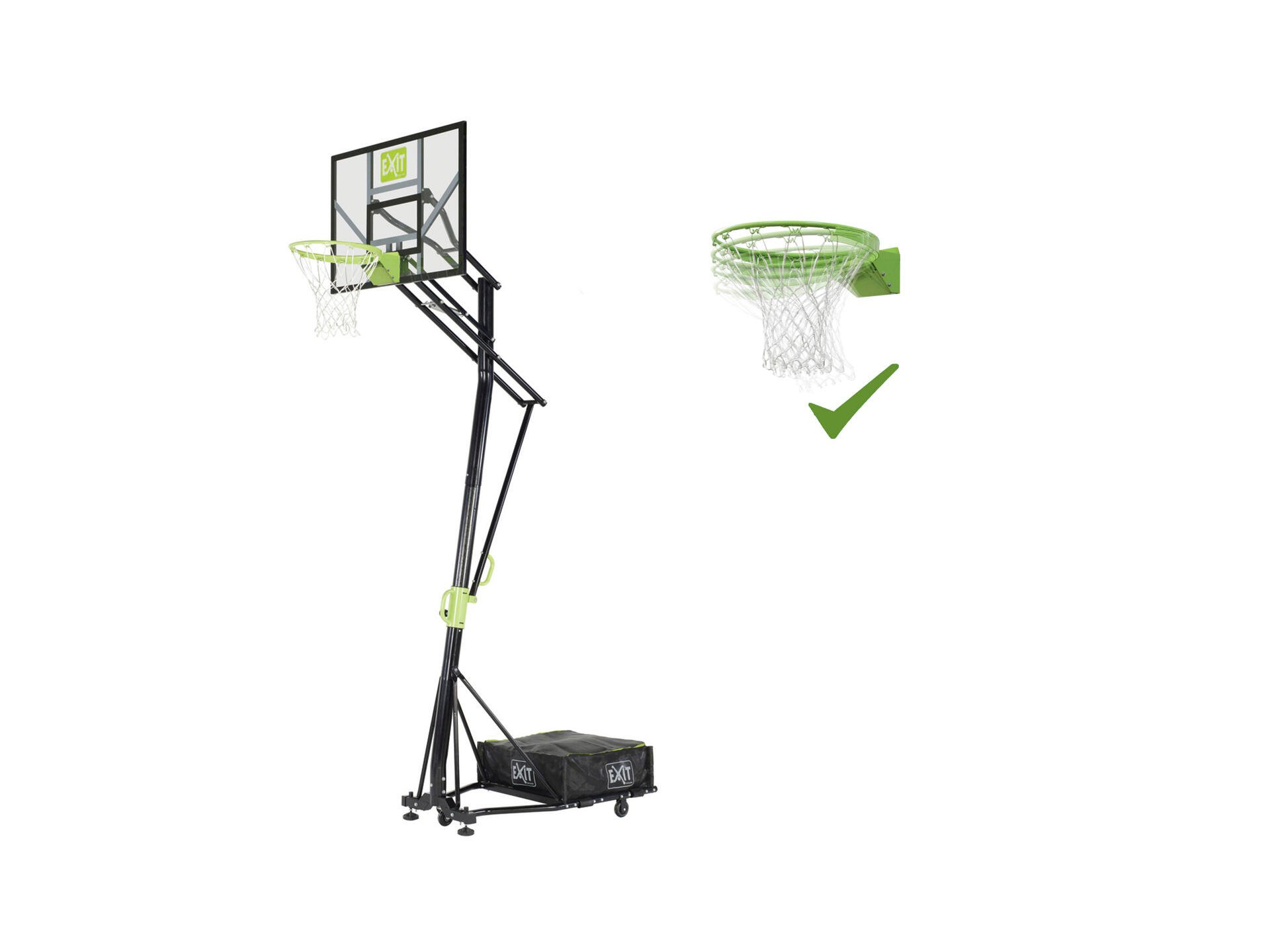 Exit Toys Galaxy basketbalbord met dunkring + wielen groen/zwart