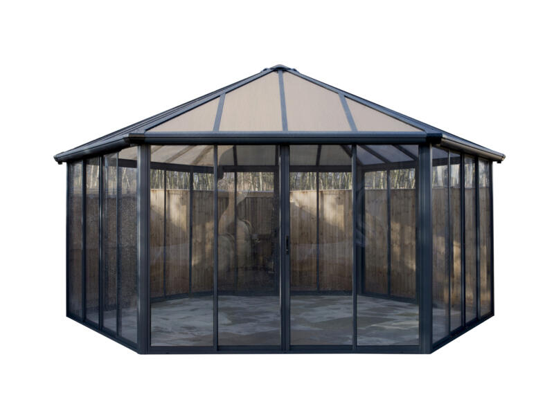 Palram - Canopia Garda pavillon hexagonal fermé polycarbonate gris