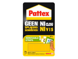 Pattex Geen Spijkers & Schroeven verwijderbare montagestrips 20x40 mm geel 10 stuks
