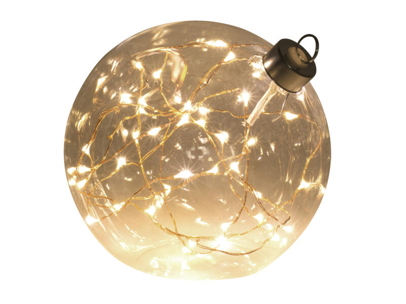 Glasslight boule de Noël lumineuse 12cm blanc chaud