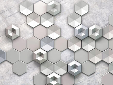 Komar Hexagon Concrete digitaal fotobehang vlies 4 stroken 1