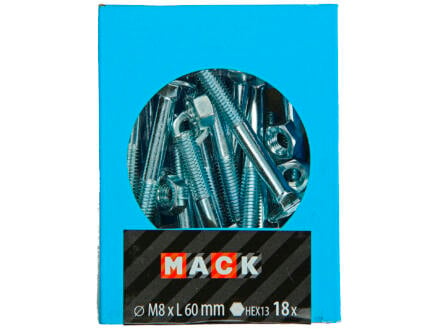 Mack Houtbout met moer M8 60mm verzinkt 18 stuks 1