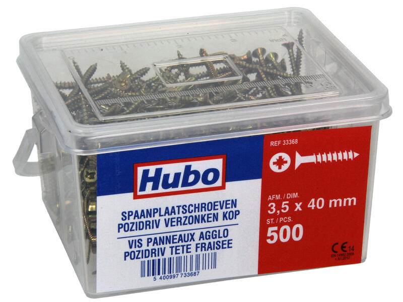 Hubo spaanplaatschroeven PZ2 40x3,5 mm 500 stuks