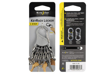Nite Ize KeyRack Locker S-Biner mousqueton 38,1x93,98 mm inox 7 pièces